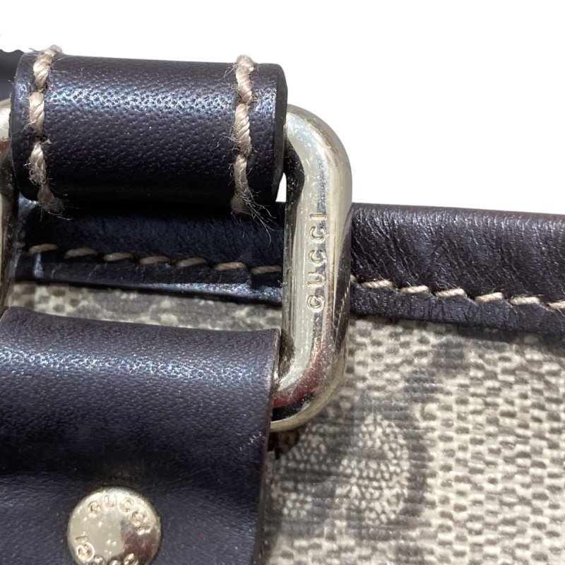 GUCCI 古馳 TOTE BAG 帆布 PVC 老花 托特包 棕色 金釦-11