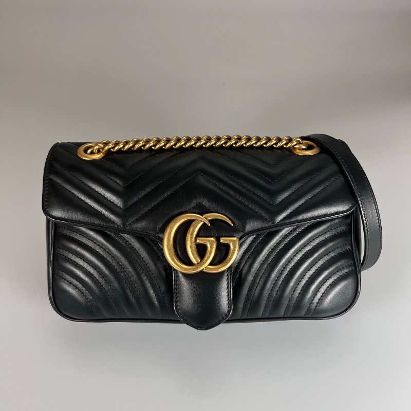 GUCCI 443497  黑金MARMONT掀蓋包26CM-1