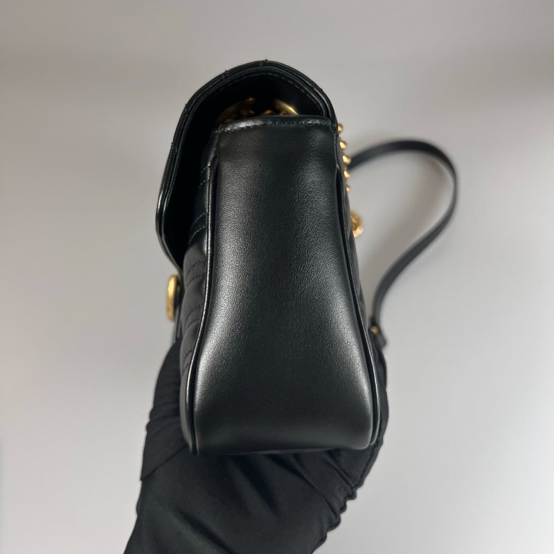 GUCCI 443497  黑金MARMONT掀蓋包26CM-3