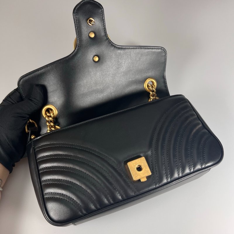 GUCCI 443497  黑金MARMONT掀蓋包26CM-7
