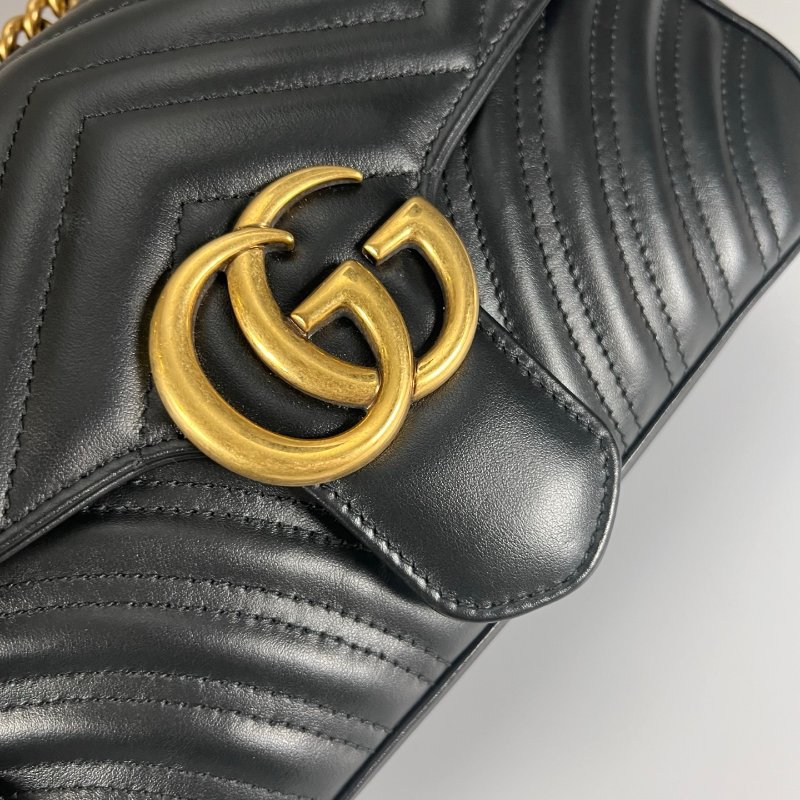 GUCCI 443497  黑金MARMONT掀蓋包26CM-8