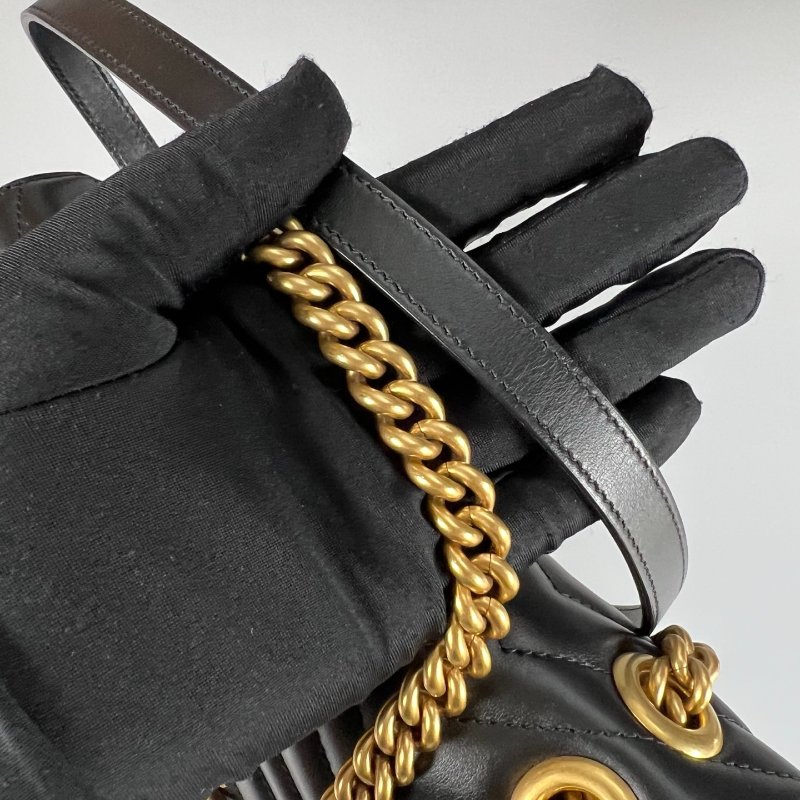 GUCCI 443497  黑金MARMONT掀蓋包26CM-9