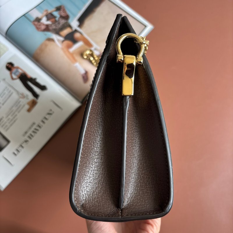 ::GUCCI::503877 Ophidia GG Supreme 烏木色PVC紅綠織帶磁吸開口橫式金鏈包 斜背包-10