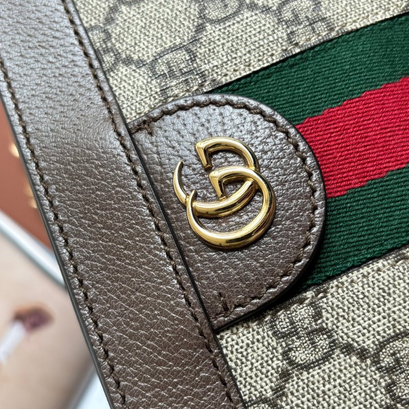 ::GUCCI::503877 Ophidia GG Supreme 烏木色PVC紅綠織帶磁吸開口橫式金鏈包 斜背包-15