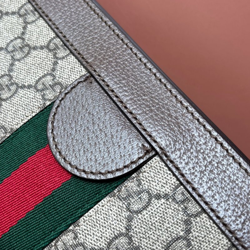 ::GUCCI::503877 Ophidia GG Supreme 烏木色PVC紅綠織帶磁吸開口橫式金鏈包 斜背包-17