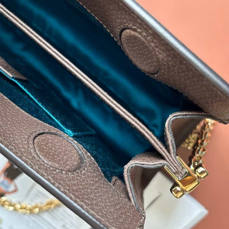 ::GUCCI::503877 Ophidia GG Supreme 烏木色PVC紅綠織帶磁吸開口橫式金鏈包 斜背包-21