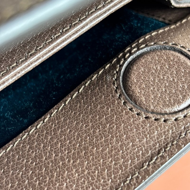 ::GUCCI::503877 Ophidia GG Supreme 烏木色PVC紅綠織帶磁吸開口橫式金鏈包 斜背包-26