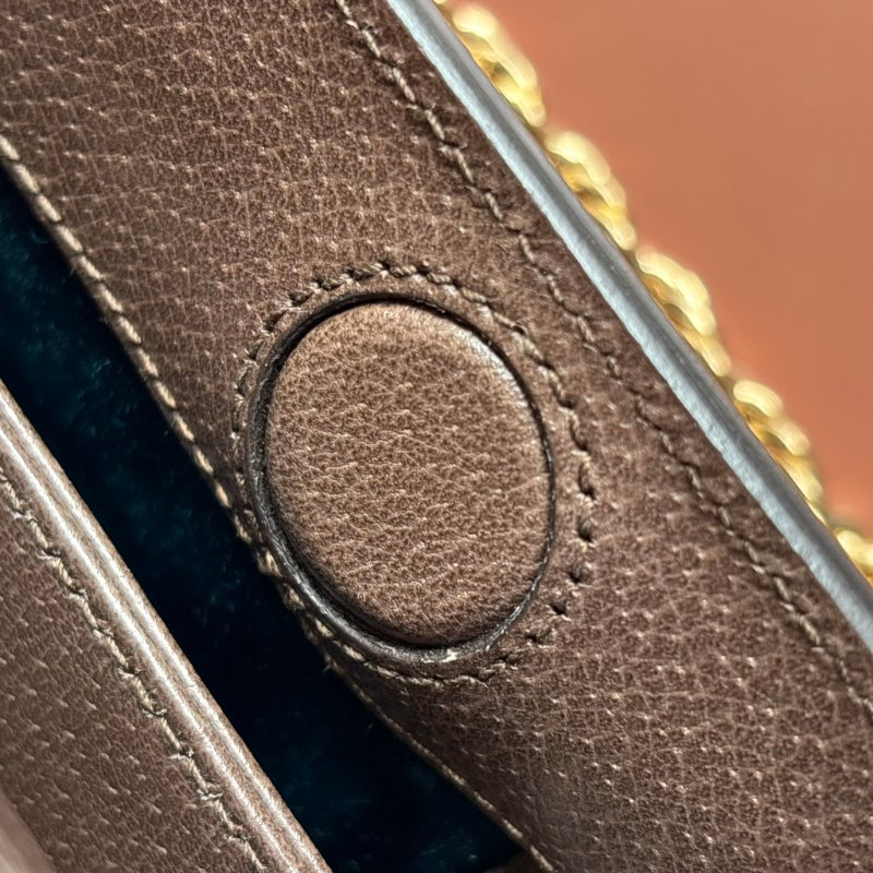 ::GUCCI::503877 Ophidia GG Supreme 烏木色PVC紅綠織帶磁吸開口橫式金鏈包 斜背包-27