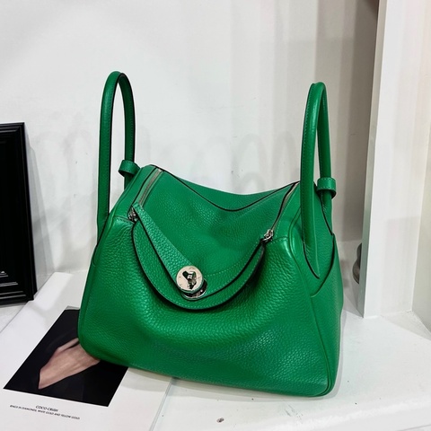 HERMES □R刻 竹子綠LINDY 26肩背包