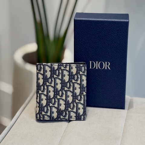 Christian Dior 經典花紋鐵牌字母八卡短夾