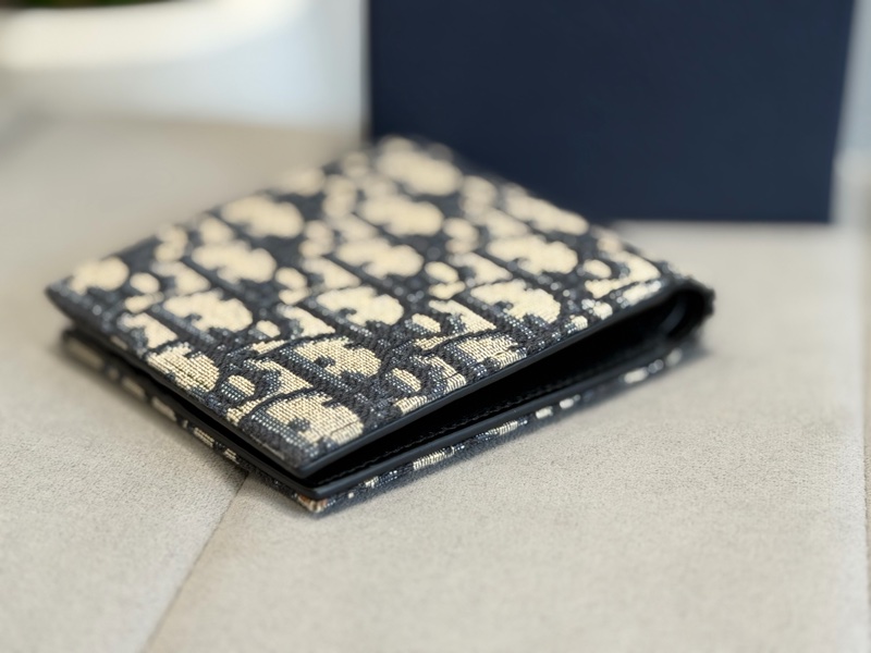 Christian Dior 經典花紋鐵牌字母八卡短夾-3