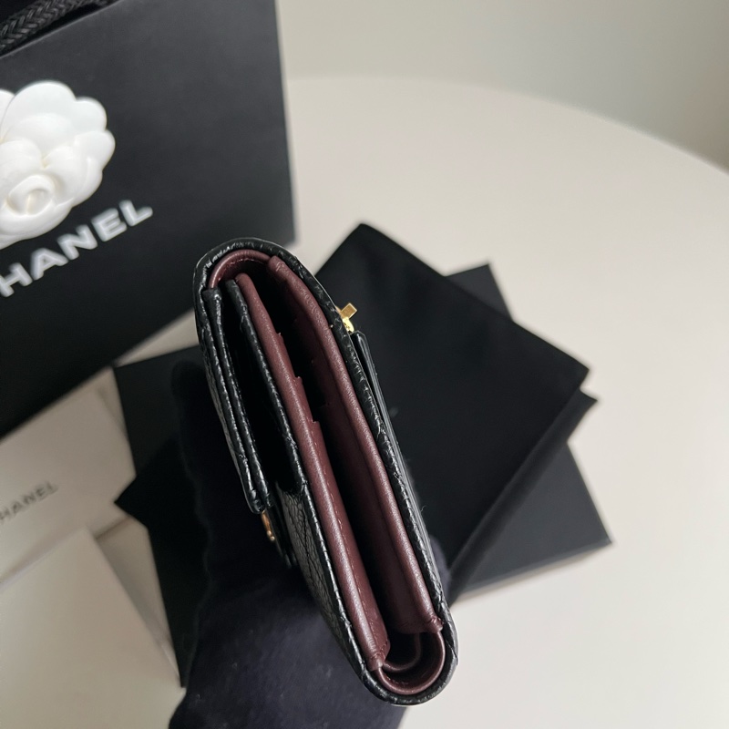 Chanel香奈兒黑色荔枝皮短夾-3