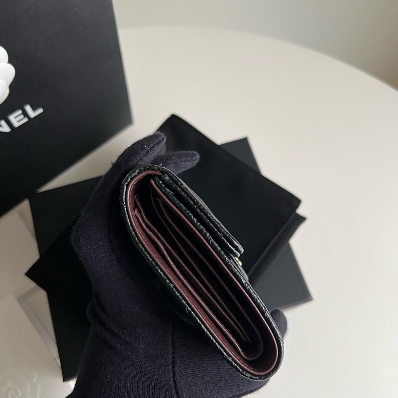 Chanel香奈兒黑色荔枝皮短夾-4