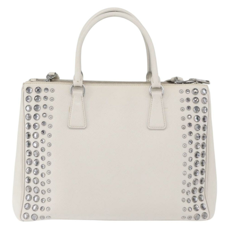 【日本直送】PRADA 手提包 Safiano 皮革 2way 白色銀色 Auth ka3399V-1