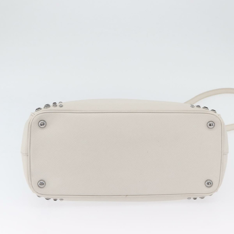 【日本直送】PRADA 手提包 Safiano 皮革 2way 白色銀色 Auth ka3399V-4
