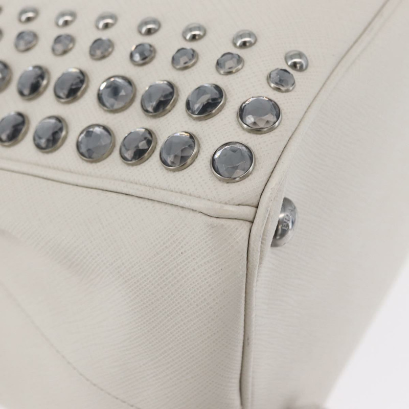 【日本直送】PRADA 手提包 Safiano 皮革 2way 白色銀色 Auth ka3399V-15