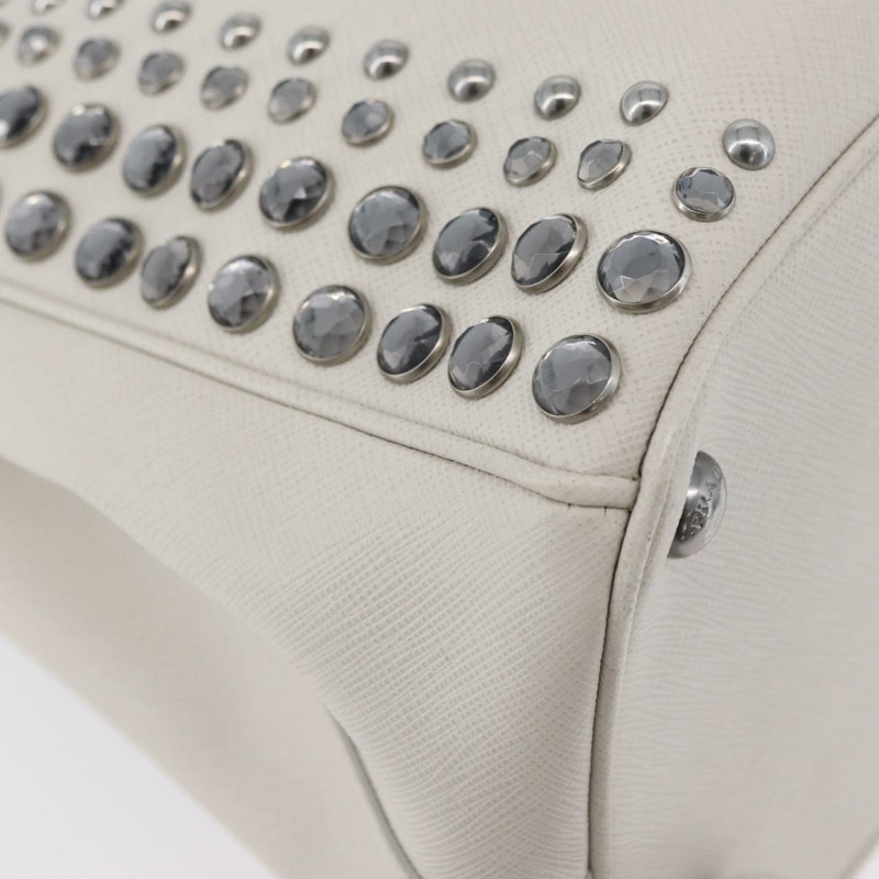 【日本直送】PRADA 手提包 Safiano 皮革 2way 白色銀色 Auth ka3399V-17