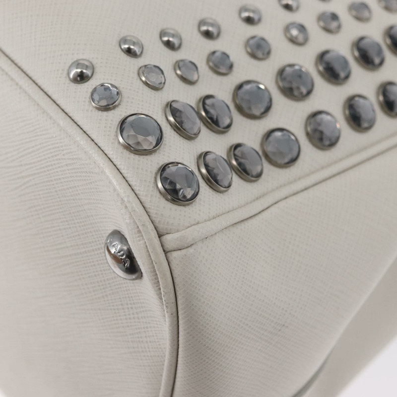 【日本直送】PRADA 手提包 Safiano 皮革 2way 白色銀色 Auth ka3399V-18