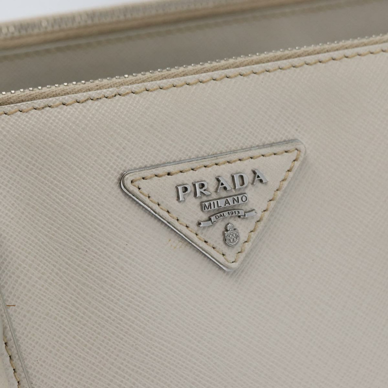 【日本直送】PRADA 手提包 Safiano 皮革 2way 白色銀色 Auth ka3399V-19