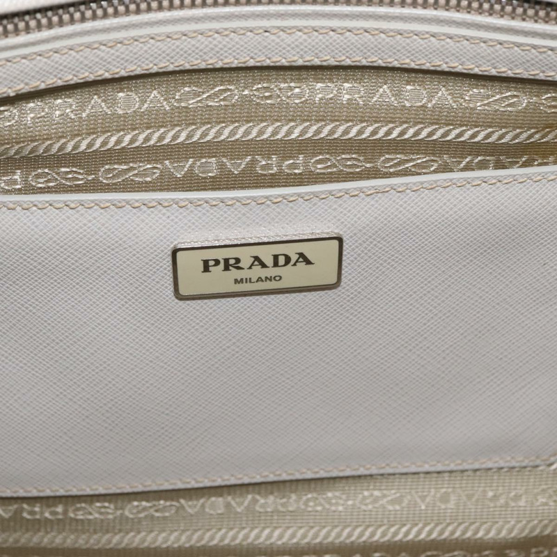 【日本直送】PRADA 手提包 Safiano 皮革 2way 白色銀色 Auth ka3399V-20