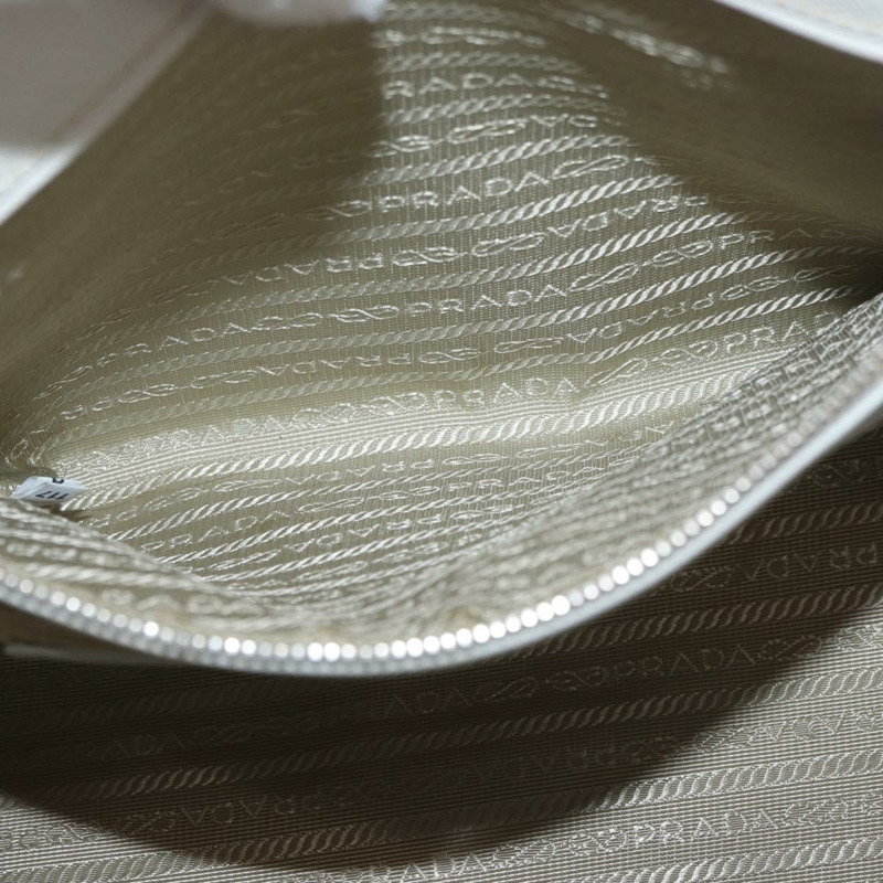 【日本直送】PRADA 手提包 Safiano 皮革 2way 白色銀色 Auth ka3399V-24