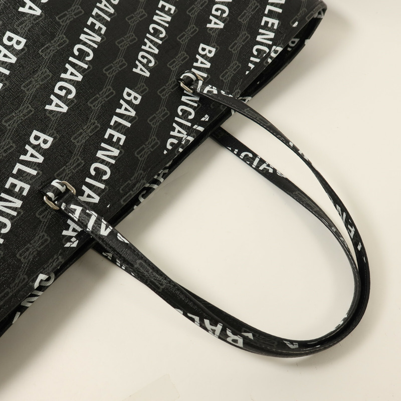 BALENCIAGA 塗層帆布Large East-West Tote銀扣手挽袋-7