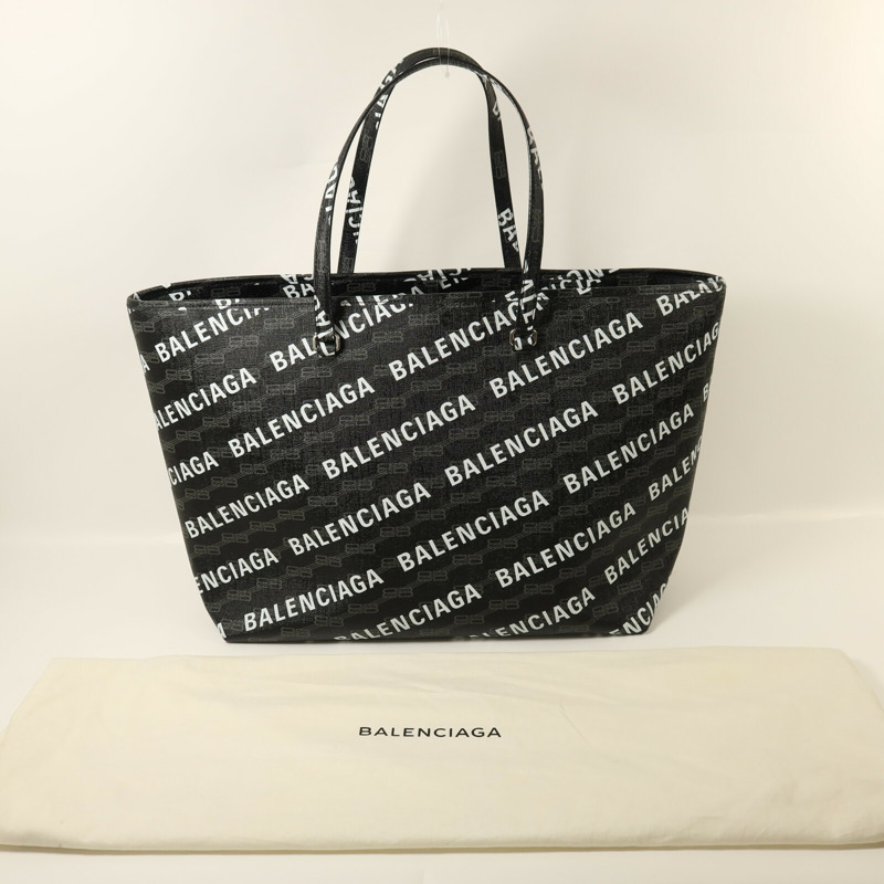 BALENCIAGA 塗層帆布Large East-West Tote銀扣手挽袋-8