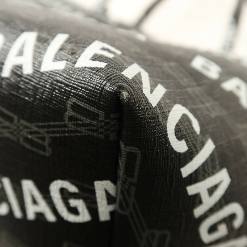 BALENCIAGA 塗層帆布Large East-West Tote銀扣手挽袋-13