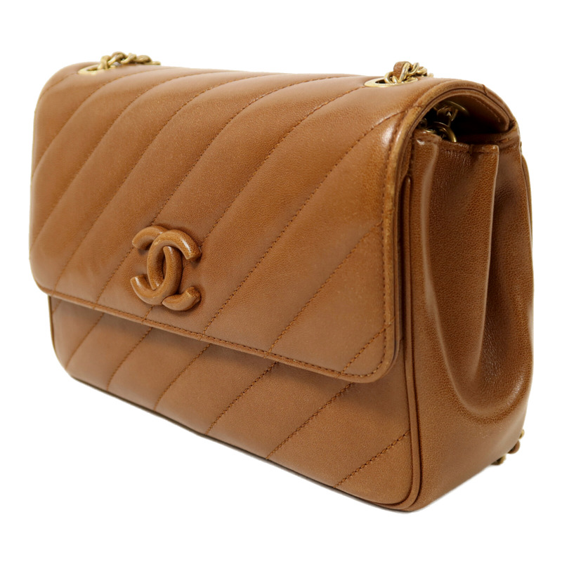 CHANEL 牛皮皮革Chain Shoulder金扣鏈帶肩背袋-2