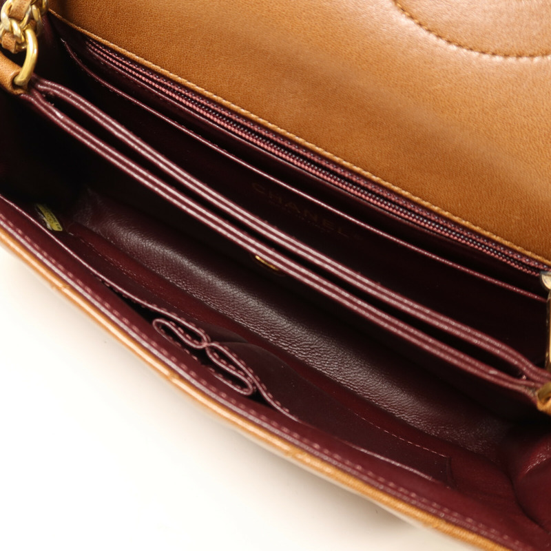 CHANEL 牛皮皮革Chain Shoulder金扣鏈帶肩背袋-4