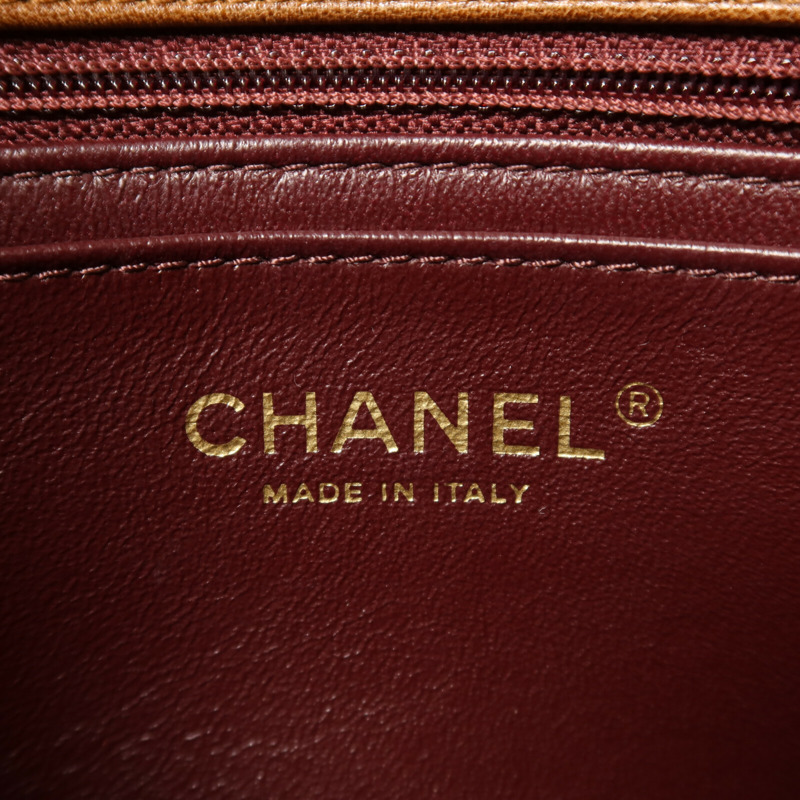 CHANEL 牛皮皮革Chain Shoulder金扣鏈帶肩背袋-5