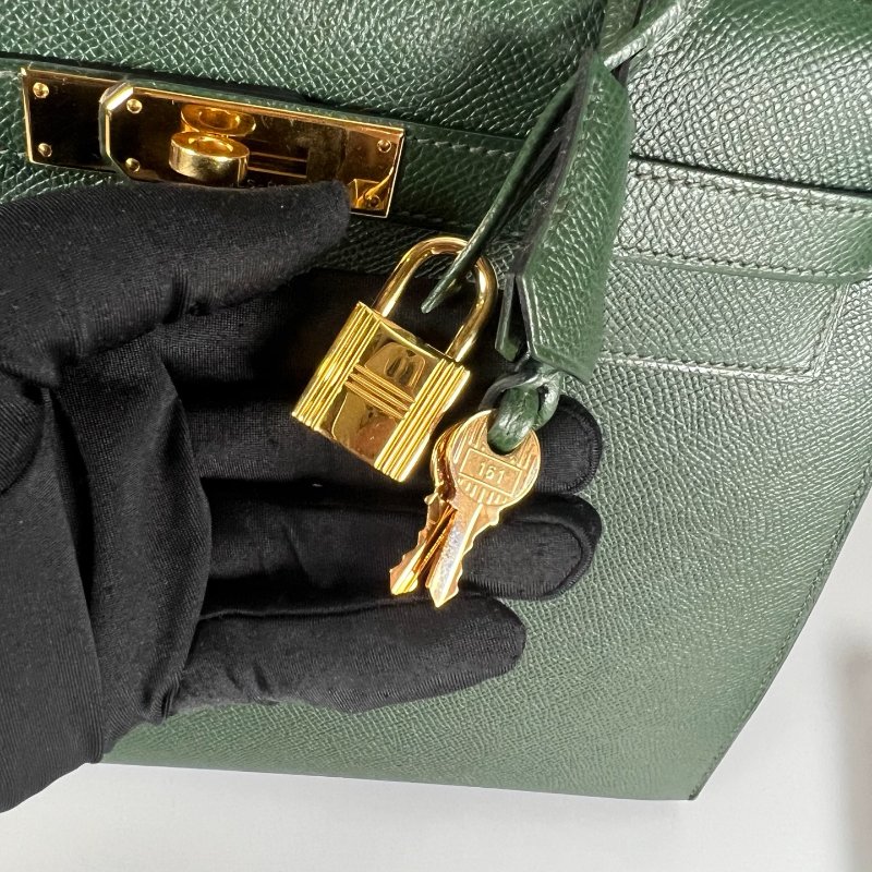 HERMES □R刻 EPSON皮 綠KELLY 32CM 包-9