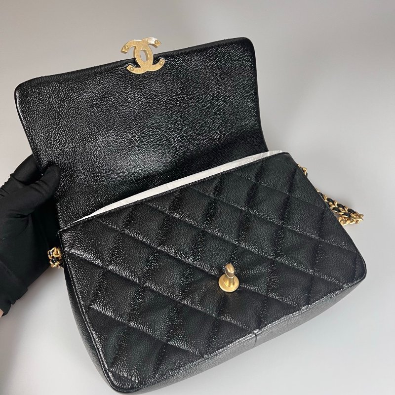 CHANEL CF黑荔枝側肩包22P AS3165/晶片款-5