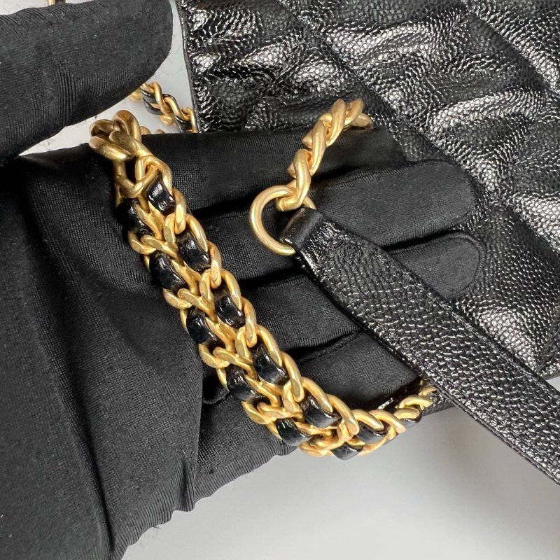 CHANEL CF黑荔枝側肩包22P AS3165/晶片款-9