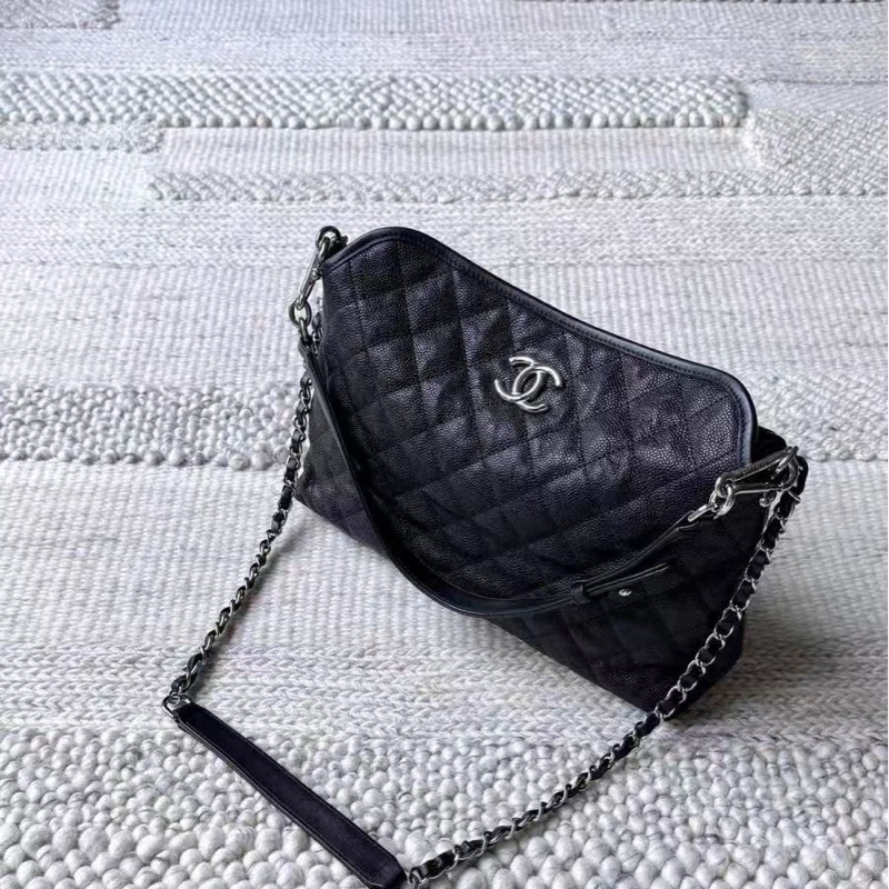 Chanel 龍蝦扣hobo黑銀魚子醬牛皮2way 小號-1