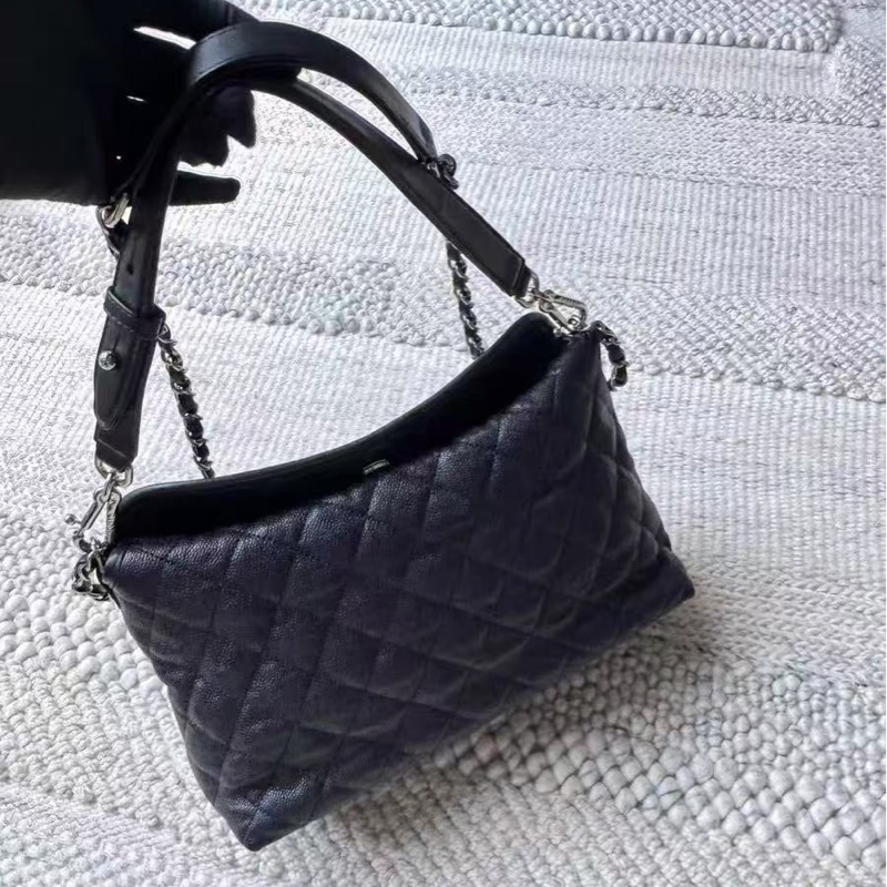 Chanel 龍蝦扣hobo黑銀魚子醬牛皮2way 小號-2