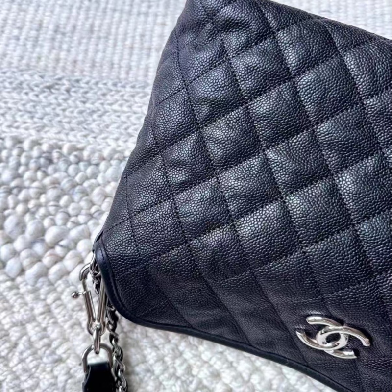 Chanel 龍蝦扣hobo黑銀魚子醬牛皮2way 小號-4