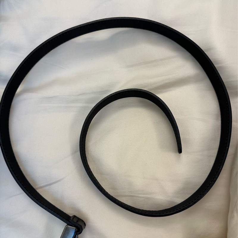 凡賽斯 Versace 黑色細皮帶 無孔-5