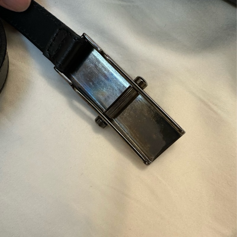 凡賽斯 Versace 黑色細皮帶 無孔-11