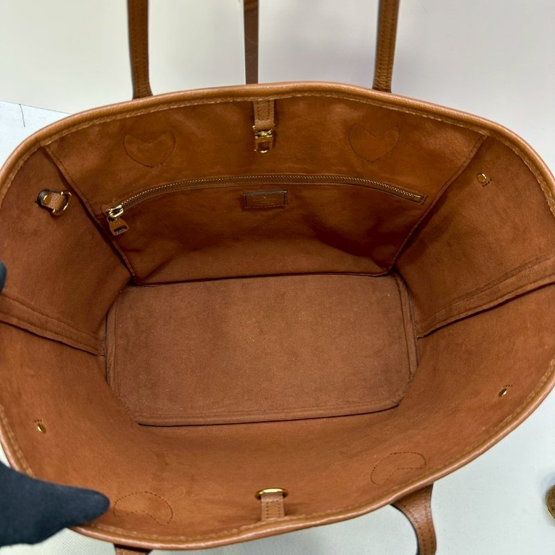 LV Neverfull MM金棕皮革托特包-3