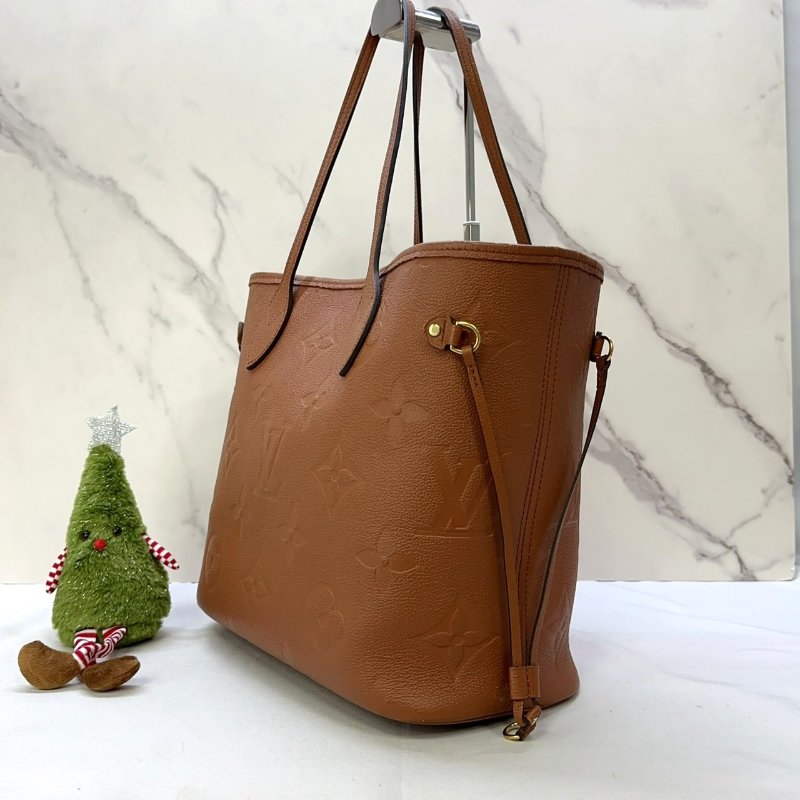 LV Neverfull MM棕色皮革托特包-2