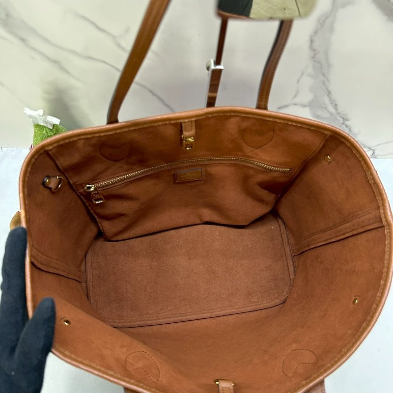 LV Neverfull MM棕色皮革托特包-4