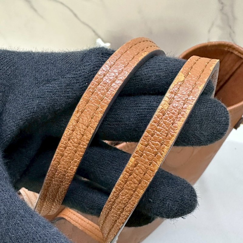 LV Neverfull MM棕色皮革托特包-7