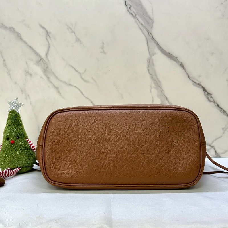 LV Neverfull MM棕色皮革托特包-8