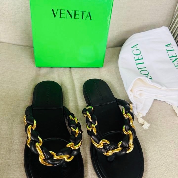 Bottega Veneta 黑色金屬麻花編織平底涼鞋 近全新 原價3萬+-4