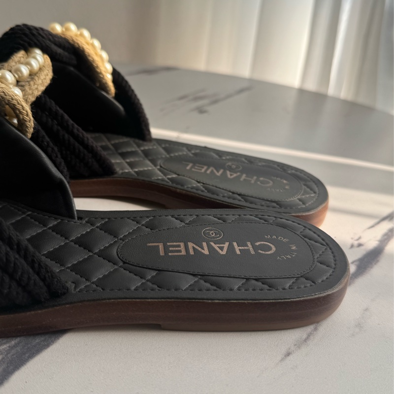 chanel麻花珍珠平底拖鞋 37C-9