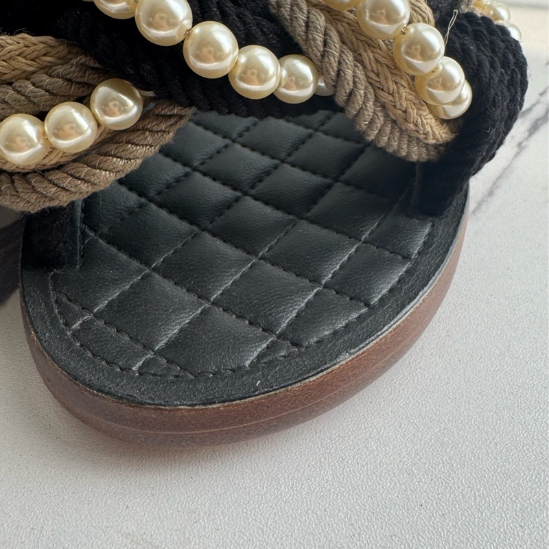chanel麻花珍珠平底拖鞋 37C-11