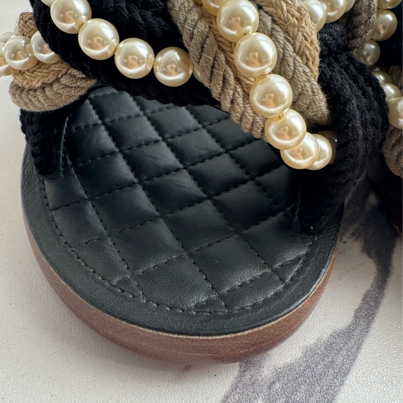 chanel麻花珍珠平底拖鞋 37C-12