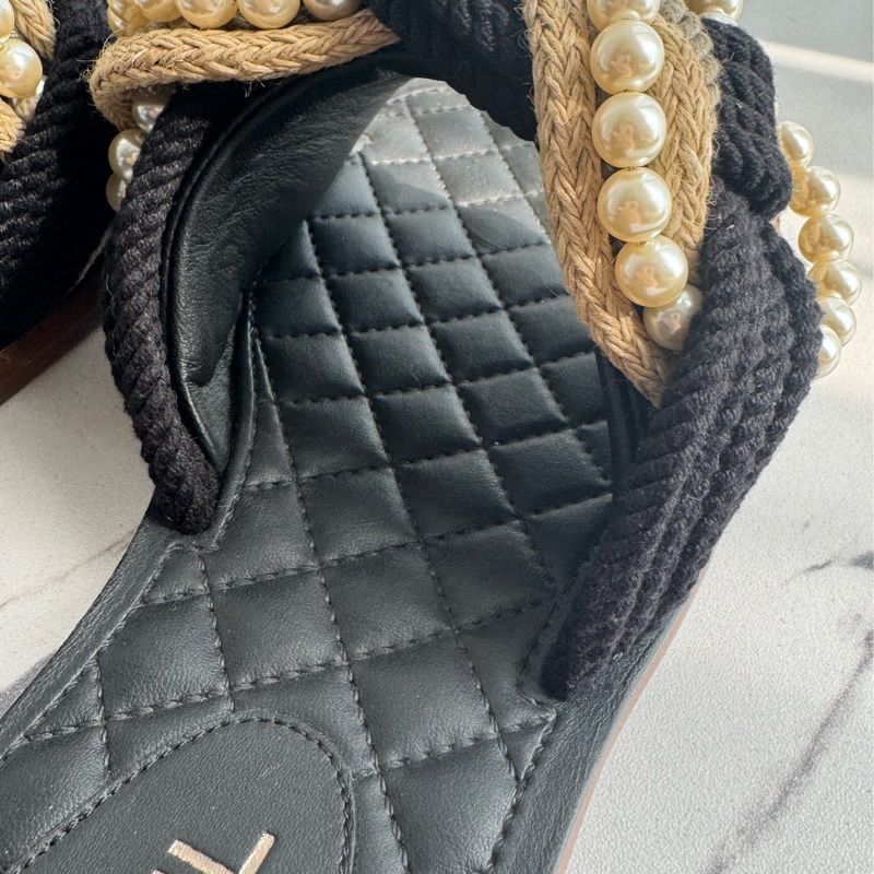 chanel麻花珍珠平底拖鞋 37C-13