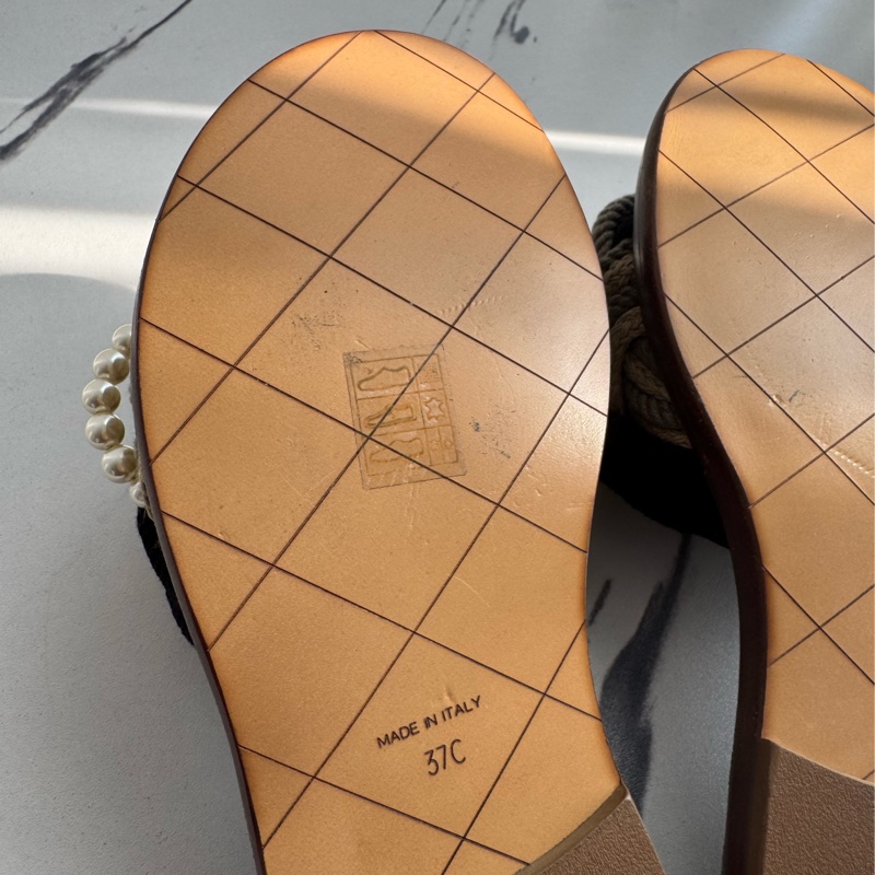 chanel麻花珍珠平底拖鞋 37C-19